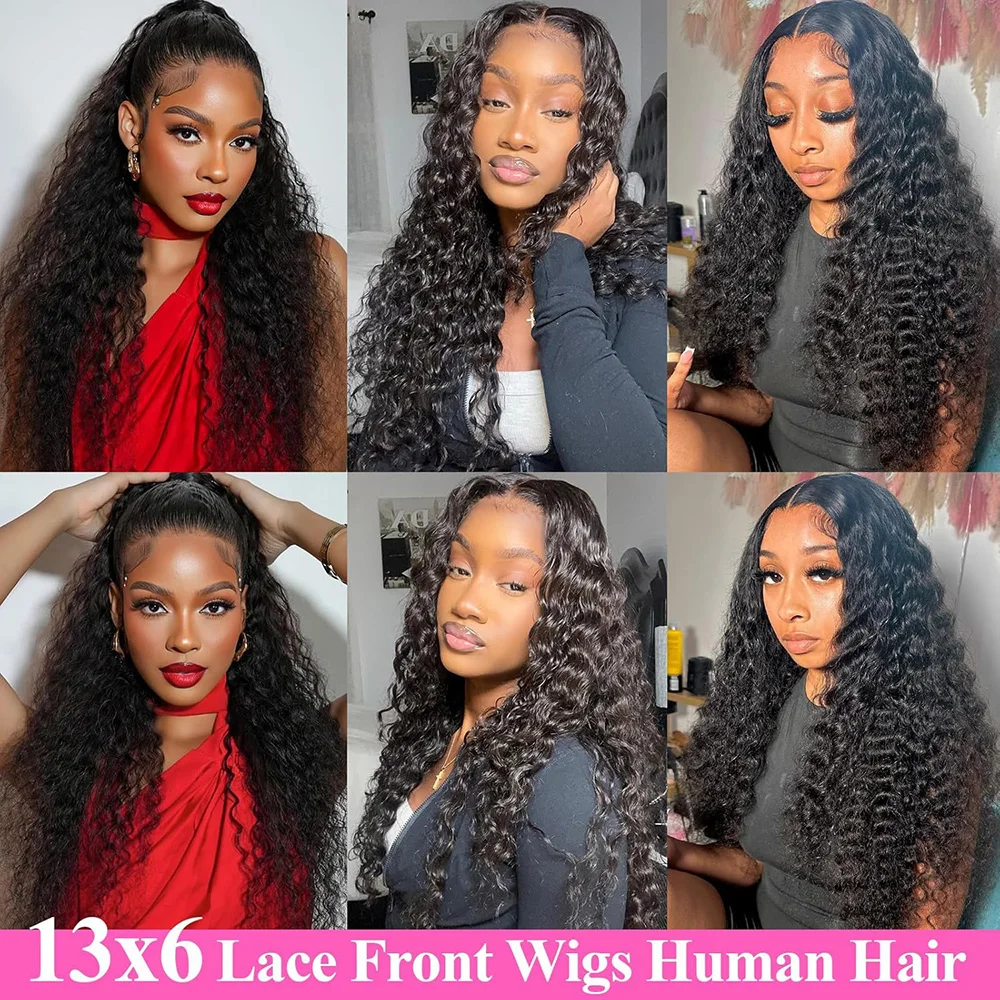 13x6 peruki z głębokim koronkowa fala z przodu z ludzkich włosów 13x6 200% gęstości koronkowe peruki ludzkie włosy wstępnie oskubane brazylijskie włosy ludzkie