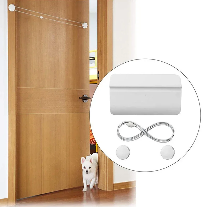 Punch-Free Dog Gate Automatic Door Closer Adjustable Pet Cat Door Gate Two-way Pet Door Opener Controllable Entry Train Tool