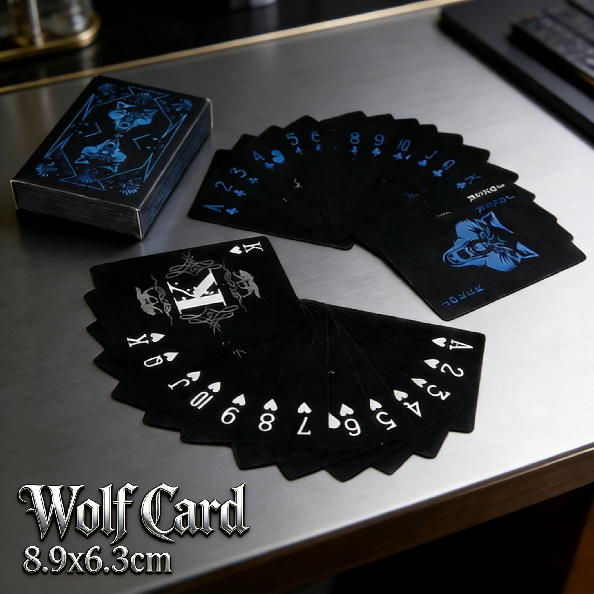 Spielkarten-Set, Poker-Karten, Brettspiel für Kinder, Wasserfestes Plastik-PVC-Kartenspiel in Schwarz, Blau, Rot, Gelb, Grün, Hochwertiges Edles Deck