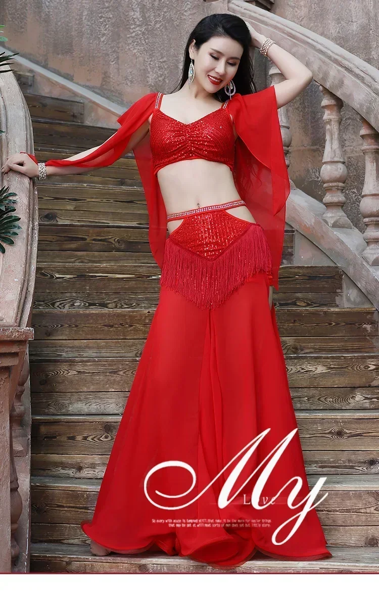 

Belly dance performance costume new tassel long skirt performance costume suit women oriental dance performance group costume