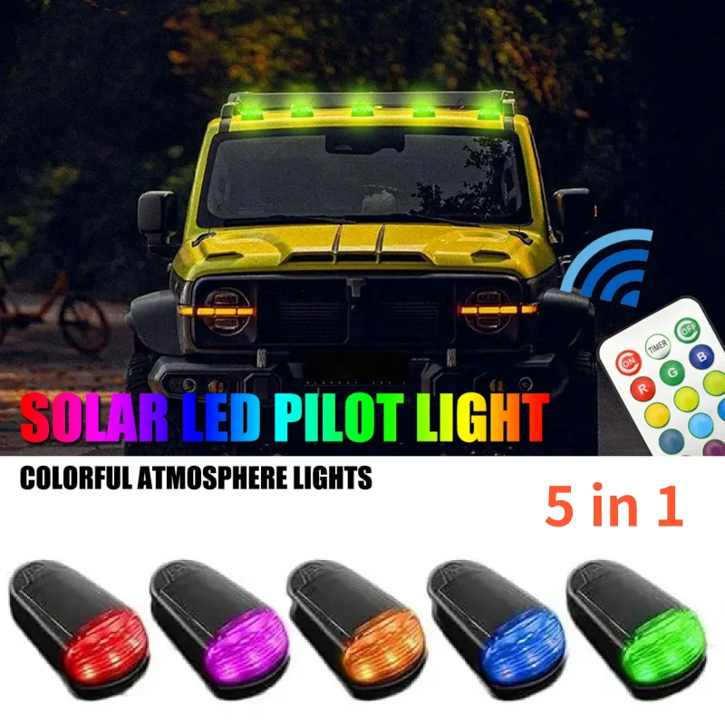 5in1 Solar Fernbedienung Dach Licht LED Warnlicht Nacht Sicherheit Simulierte Alarm Drahtlose Strobe