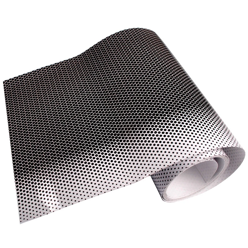 1 Stück Auto-Sonnenschutz Frontscheiben-Aufkleber Schwarzes Netz Perforierte Vinyl-Fensterfolie Sonnenschutz-Aufkleber Auto-Dekorationsaufkleber – Detail 4