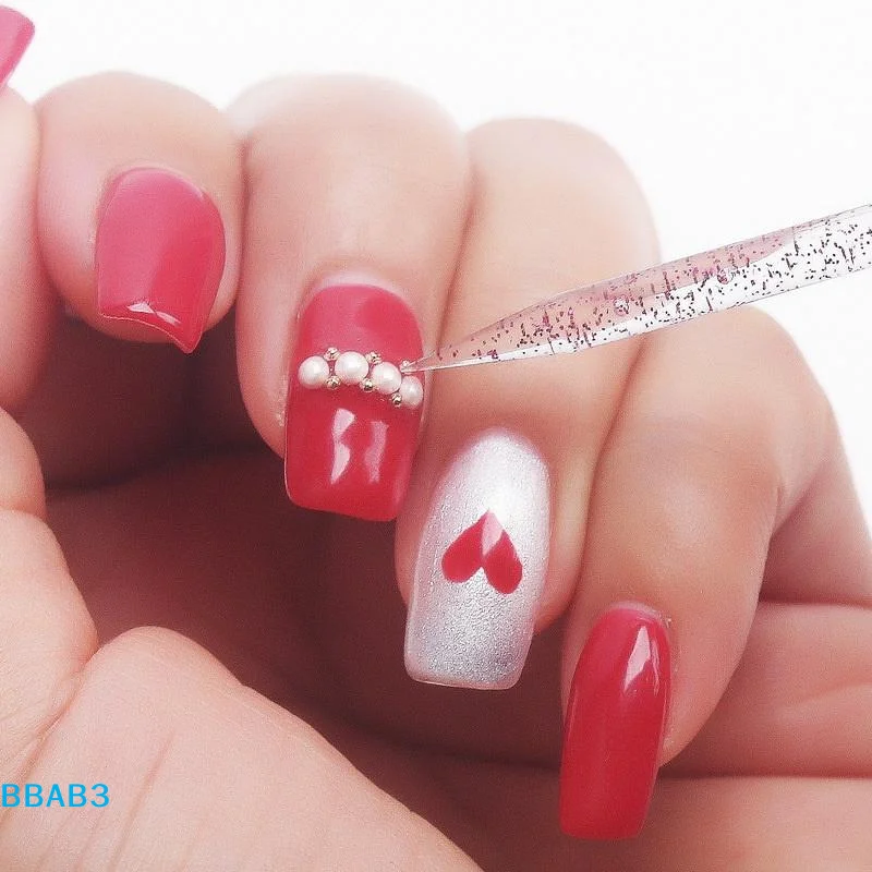 Juego de 10 herramientas de manicura con bolígrafo punteado de cristal, bloque en forma de corazón y lima de madera para pulir y dar forma a las uñas, accesorios para el cuidado