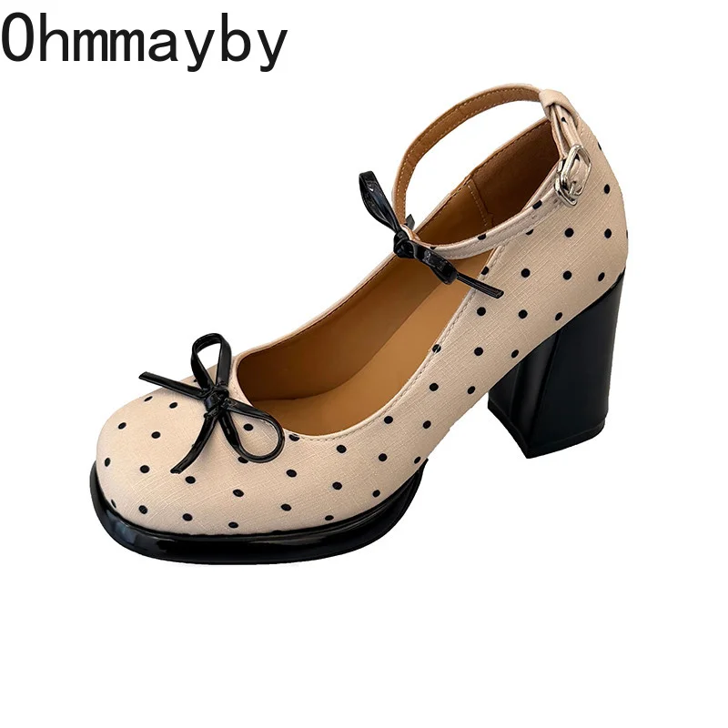 Platform Thick Heel Women Mary Jane Shoes Concise Ankle Strap Shoes 2026 Spring Women's Elegant Party Dress Leather Pumps view 6