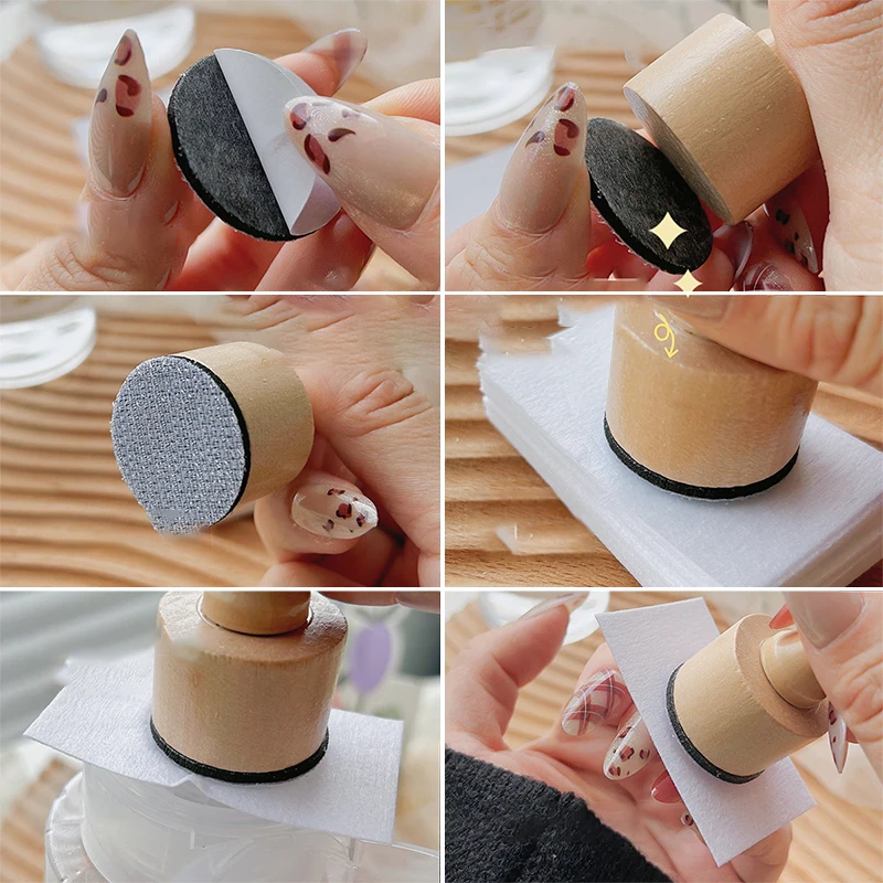 Nail Wooden Handle Cleaning Seal Nail Art Painting Cleaning Auxiliary Tool Nail Polish Remover Accessories
