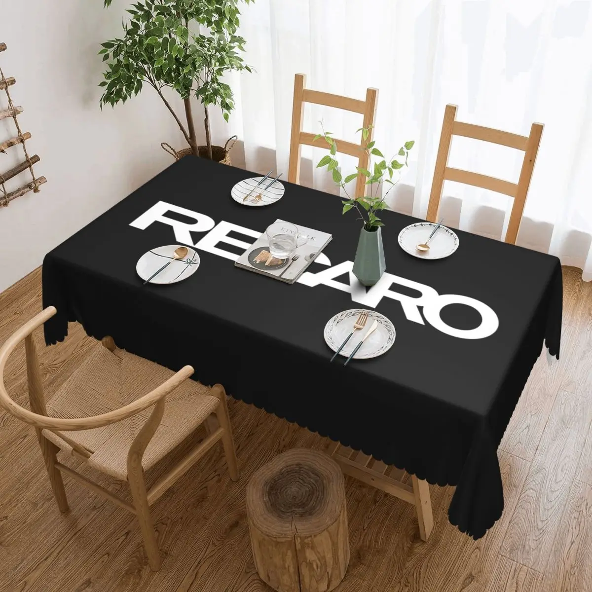 Customized Rectangular Waterproof Oil-Proof Recaros Logo Tablecloth Table Cover 45