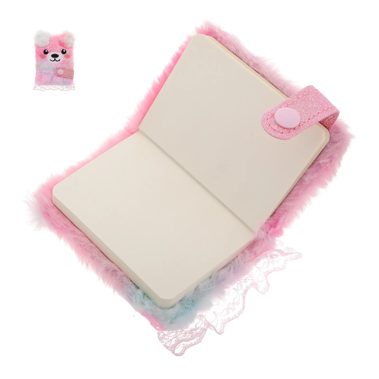 Mini Soft Cute Cartoon Notebook Buckle Closure Portable Animal Diary Students Adorable Journal Bear Dress