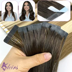 ADEIRS High Quality Straight Tape In Human Hair Extensions 100% Real Natural Hair Extension Remy Hair Brown Blonde Invisible