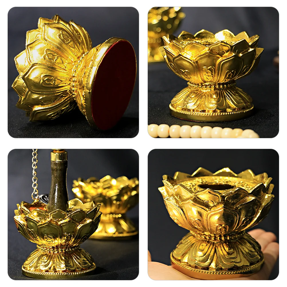 Prayer Wheel Lotus Base Eight Auspicious Hand-operated (gold Base) Held Holder Alloy Buddha Support Supports