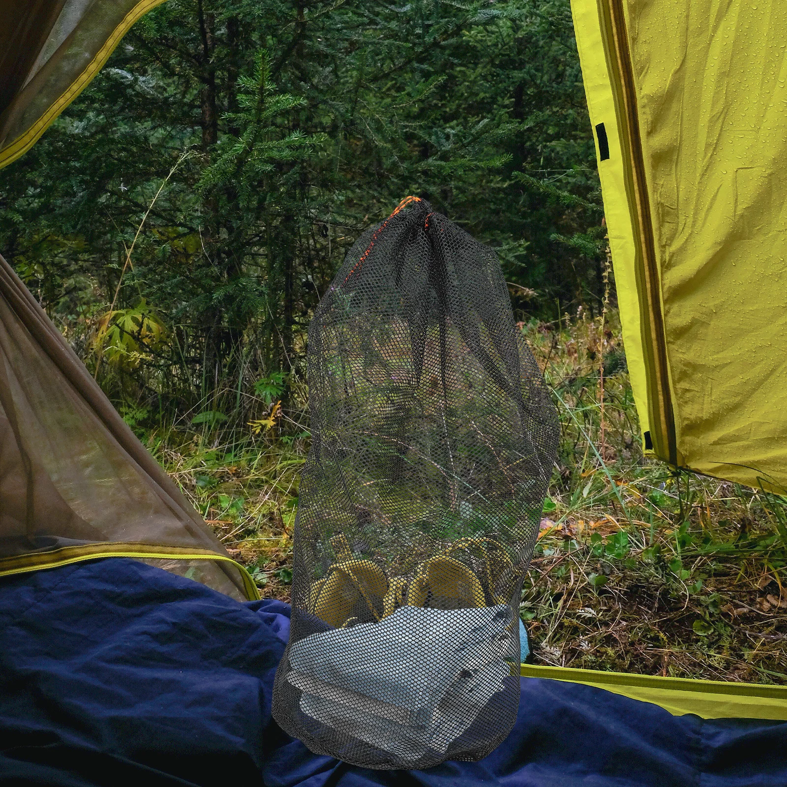 

Camping Sleeping Bag Storage Sack Large Capacity Hexagonal Mesh Drawstring Foldable Travel Hiking Stuffs Outdoor Bedroom