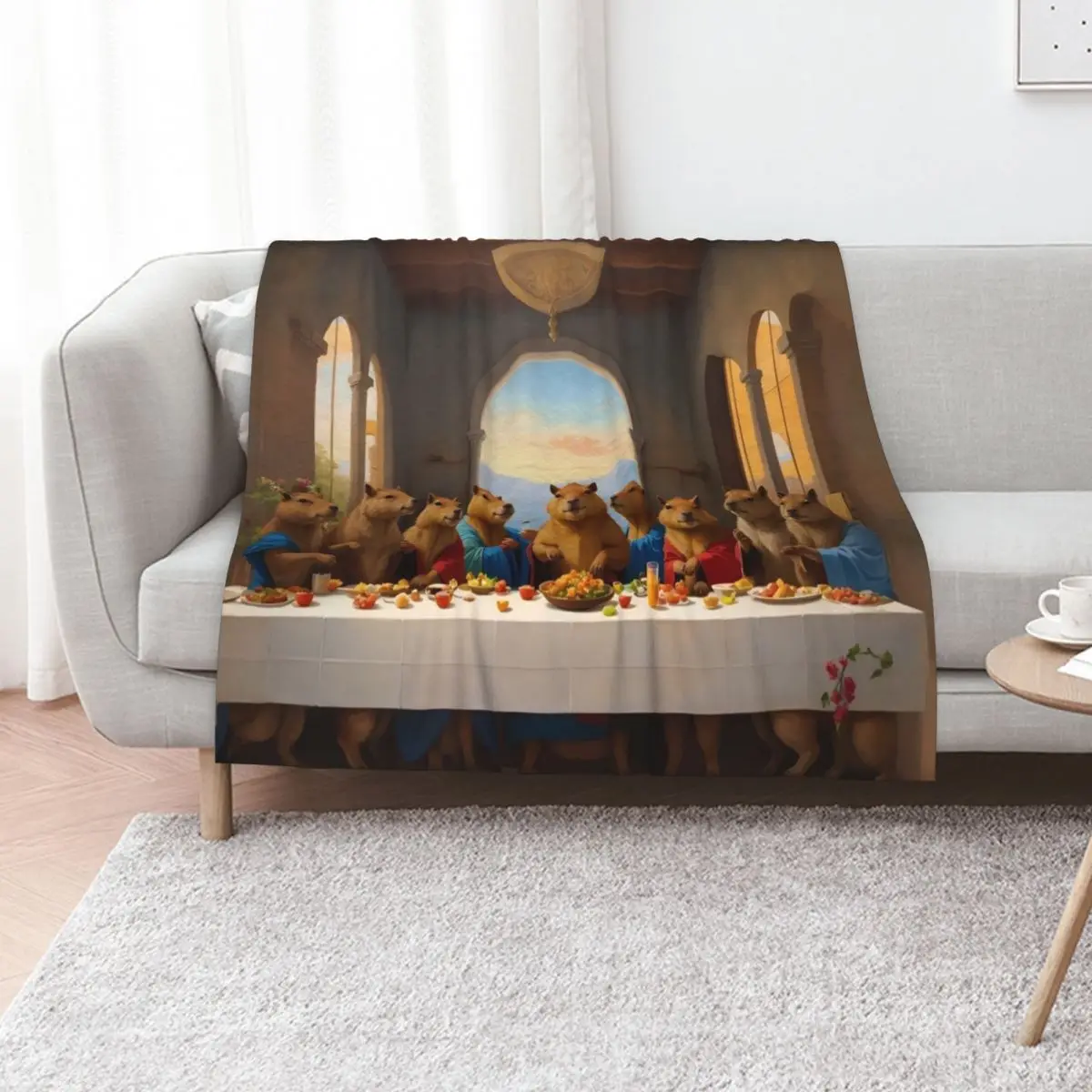 Capybara Last Supper Throw Blanket Air Conditioner Soft Blanket for Office Home