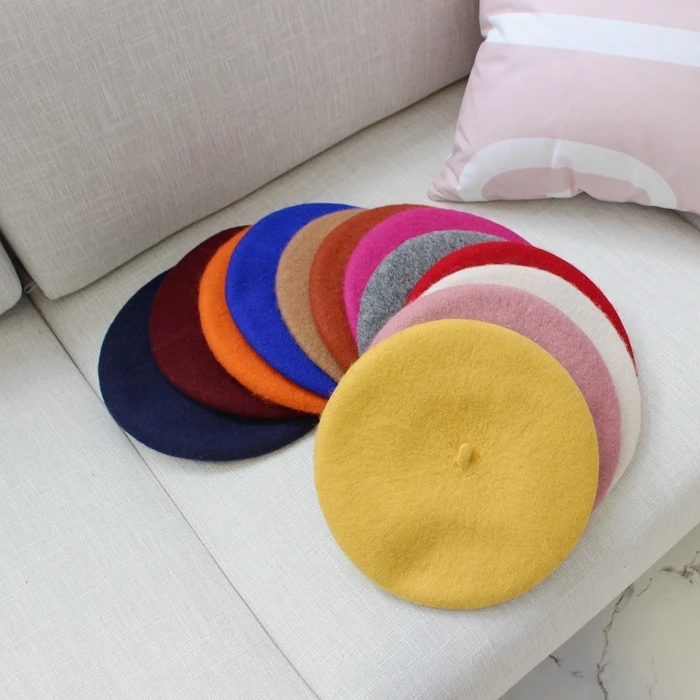 2021 France Artist Beret Solid Color Flat Cap Women Vintage Wool Berets Hat Bonnet Caps Casquette Female Painter Warm Winter Cap