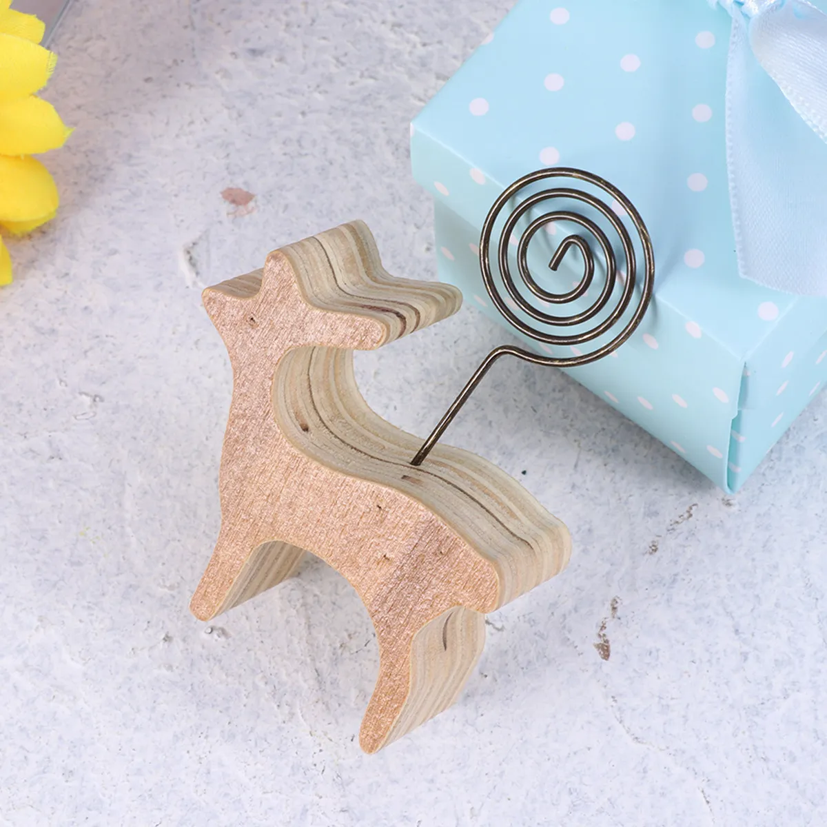 10Pcs Wood Animal Note Clips Cartoon Deer Shaped Desktop Photo Holder Paper Stander Home Office Wedding Table Number Card