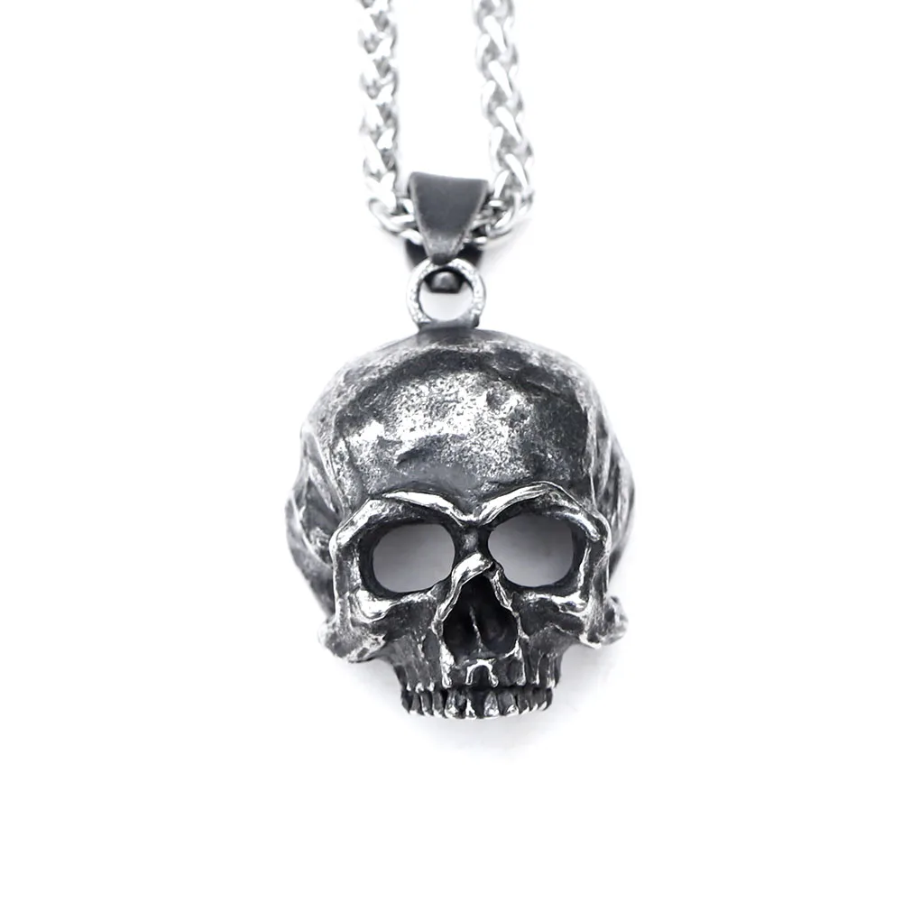 2025 NEUE Punk Rock Edelstahl Schädel Sarg Anhänger Halskette mit Kette für Mann Party/Halloween Mann Geschenk
