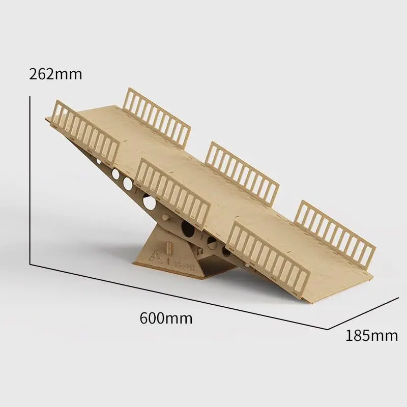 Wooden RC Crawler Bridge and Runway Set, Off-Road Obstacle Course for Axial SCX30 Size 60*18.5*26.2CM  【Seesaw】