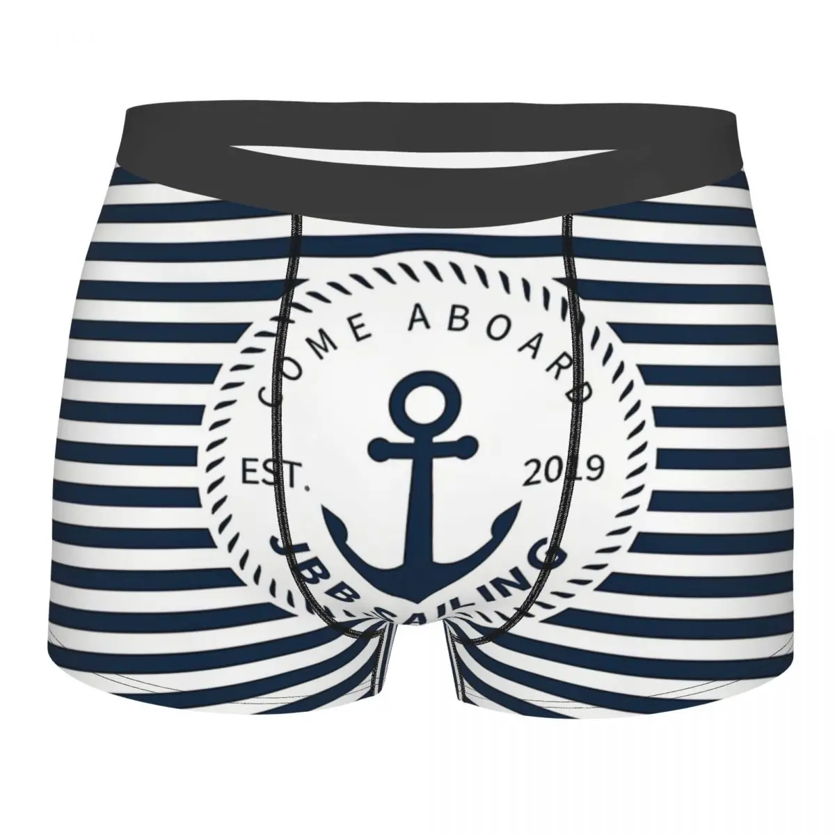 JBB Sailing Stripes Anchor Underpants Homme Panties Male Underwear Comfortable Shorts Boxer Briefs