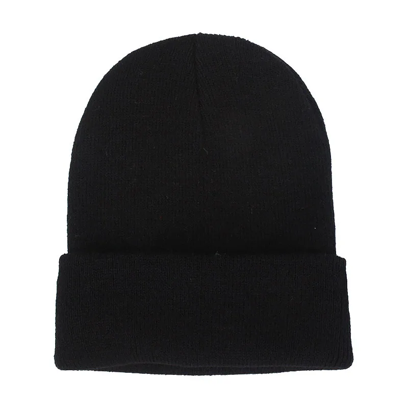 Unisex Men Women Custom logo knitted hat Winter solid elastic hiphop beanie cap Free logo Embroidery skullcap Skullies gorros