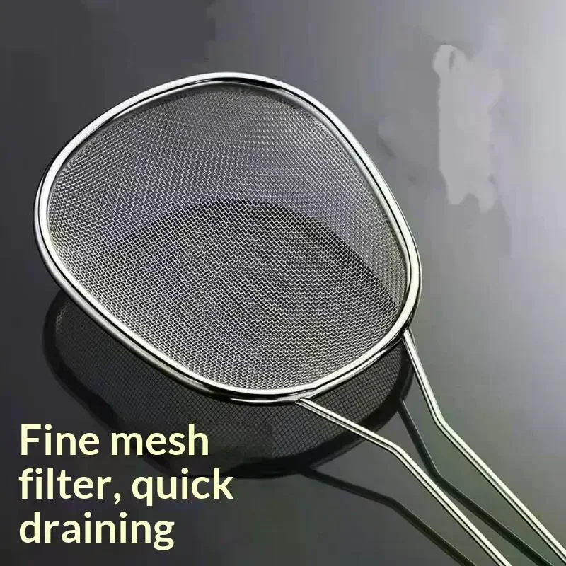 304 Stainless Steel Mesh Strainer Spoon Fine Wire Mesh Food Colander Long Handle Sieve Cooking Utensils Strainer