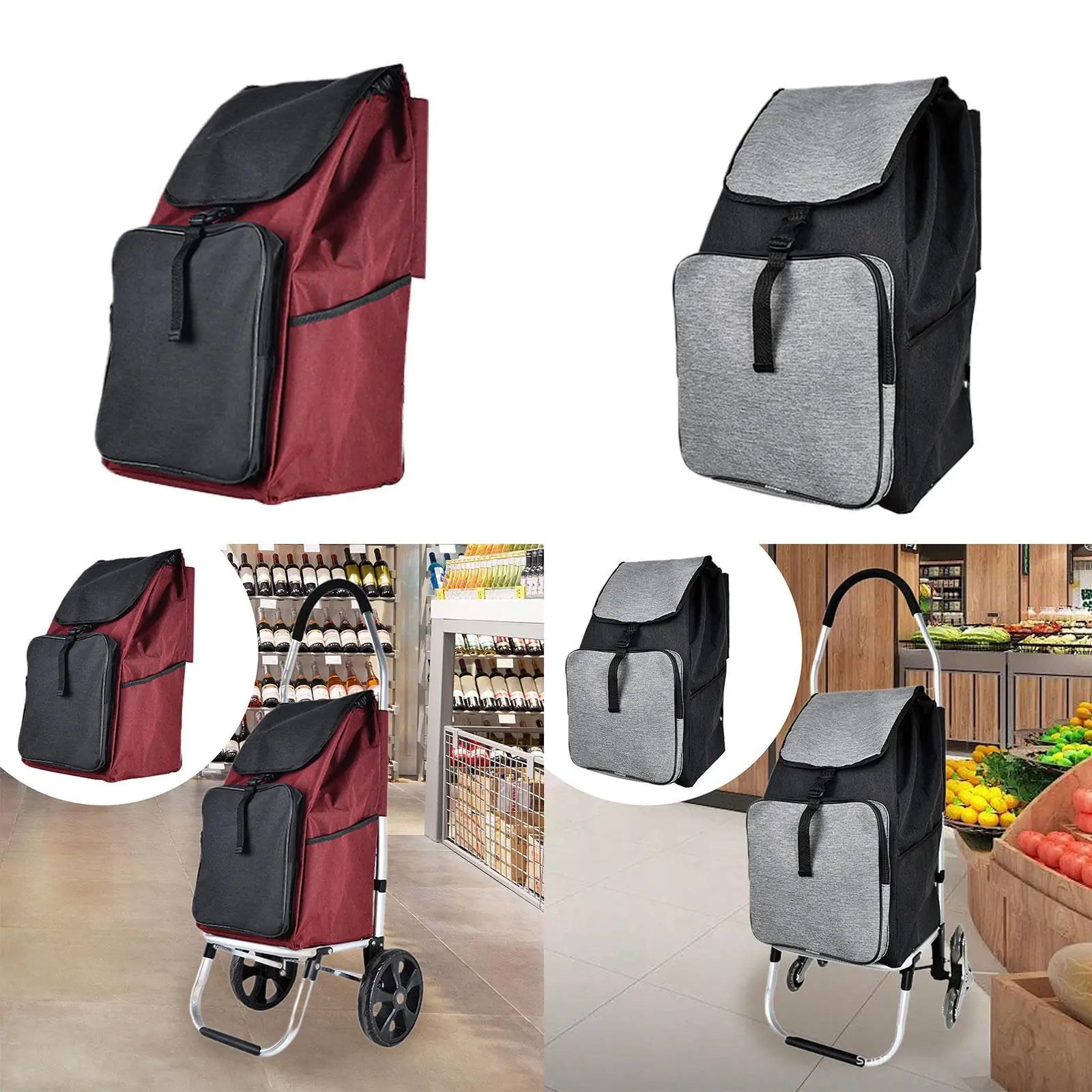 حقيبة عربة قابلة للطي أكسفورد النسيج المحمولة خفيفة الوزن الملحقات قابلة لإعادة الاستخدام لتسلق الدرج عربة المرافق استبدال 51x33x22cm