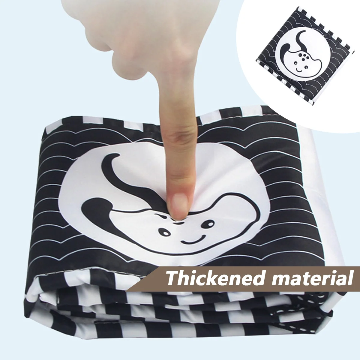 Livre en tissu pour literie de bébé, jouet sensoriel pour bébé à contraste élevé, livre d'activités doux et pliable, favorise le développement visuel du bébé