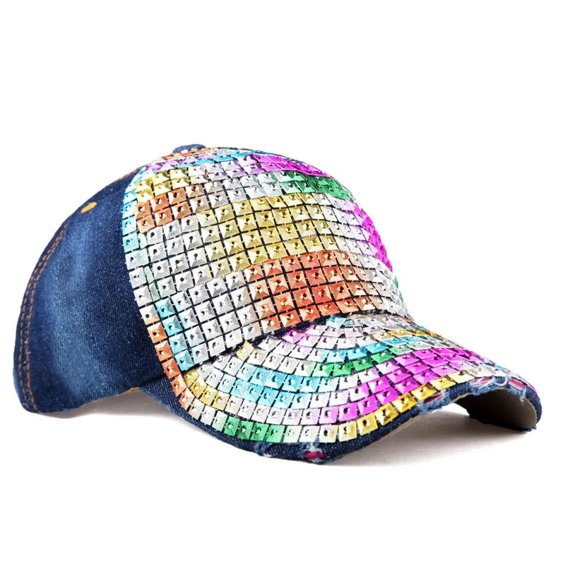 New Fashion Four Seasons Baseball Cap For Women Casual Gorras Hat Denim Rhinestone Caps Casquette Hats Adjustable