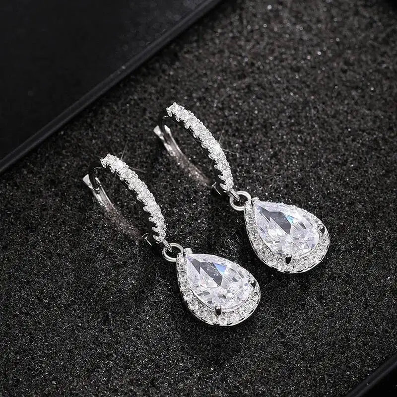 JoiasHome Tropfenohrringe aus 925er-Sterlingsilber für Damen, 5 x 8 mm, Moissanit, luxuriöser Hochzeits- und Verlobungsschmuck, Geschenke – Detail 4