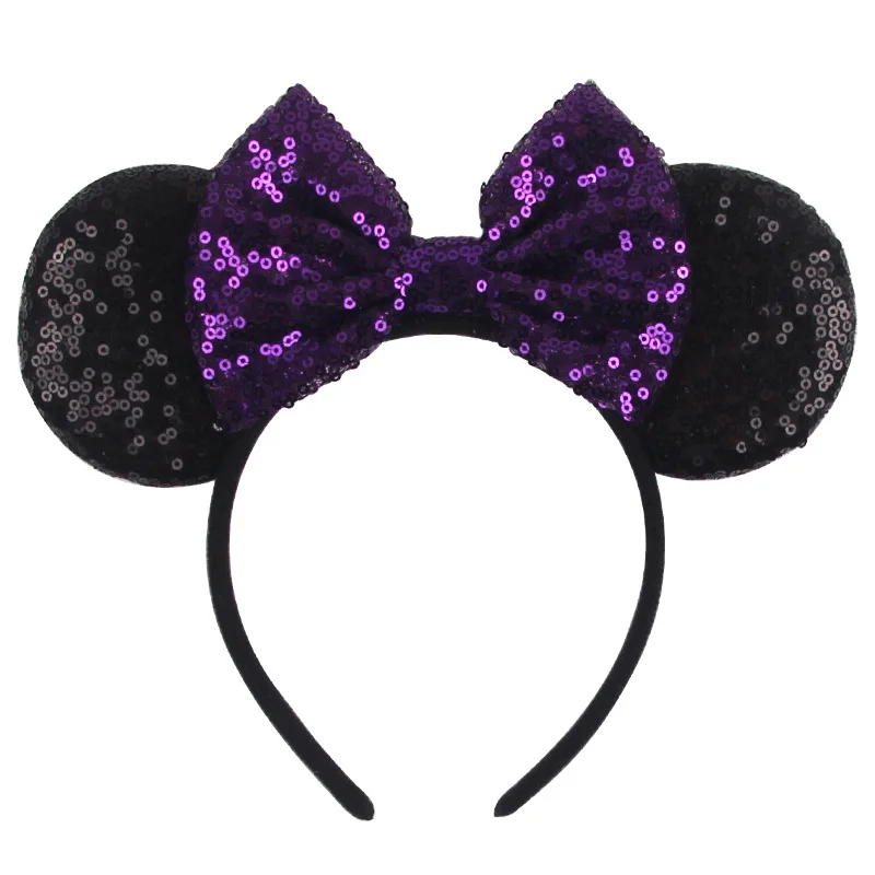 Amusement park glitter bow headband, sweet European and American ear headband, cute cartoon mouse hair accessory