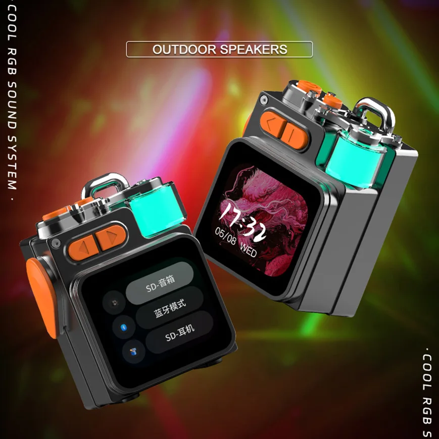 Mini portable Bluetooth speaker with high aesthetic value and display screen wireless speaker with surging bass outdoor camping