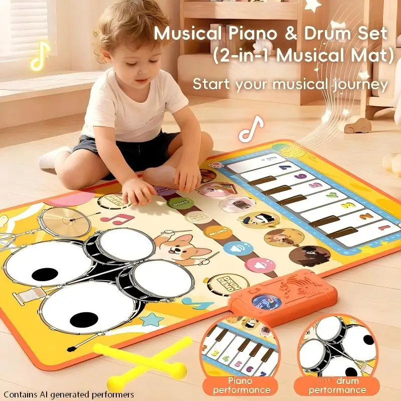 Piano Mat for Kids 80*50cm Toddlers Floor Keyboard Dance Mat Play Musical Carpet Music Instrument Toys Toddlers Girl Boy Gifts