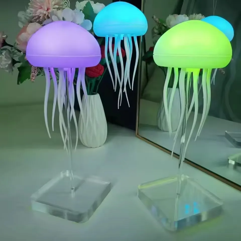 Creative Sound-Activated LED Jellyfish Lights, Bedroom Bedside Gift Lamps, Sound-Controlled Night Lights