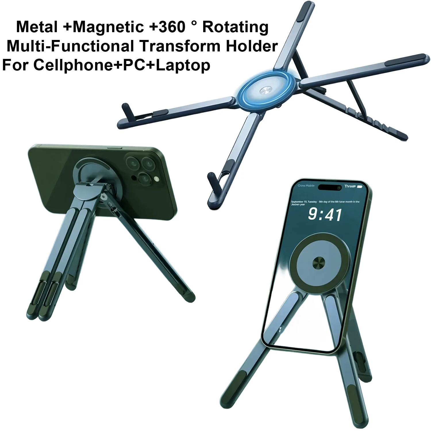 Foldale Magnetic Phone Holder Multi Form Adjustable Desktop Tablet Stand for iPhone 17~12 Tripod Handheld Mount Laptop Bracket