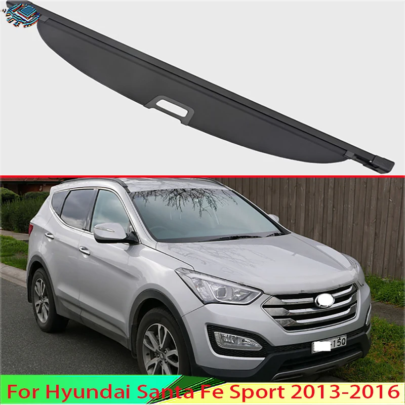 For Hyundai Santa Fe Sport 2013-2016 Aluminum+Canvas Rear Cargo Cover privacy Trunk Screen Security Shield shade Accessories