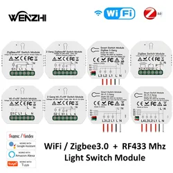 Light Switch Module Wifi Zigbee 3.0 RF 433 Mhz Relay Automation Wireless Remote Control Smart Life Tuya Alexa Google Home Mose