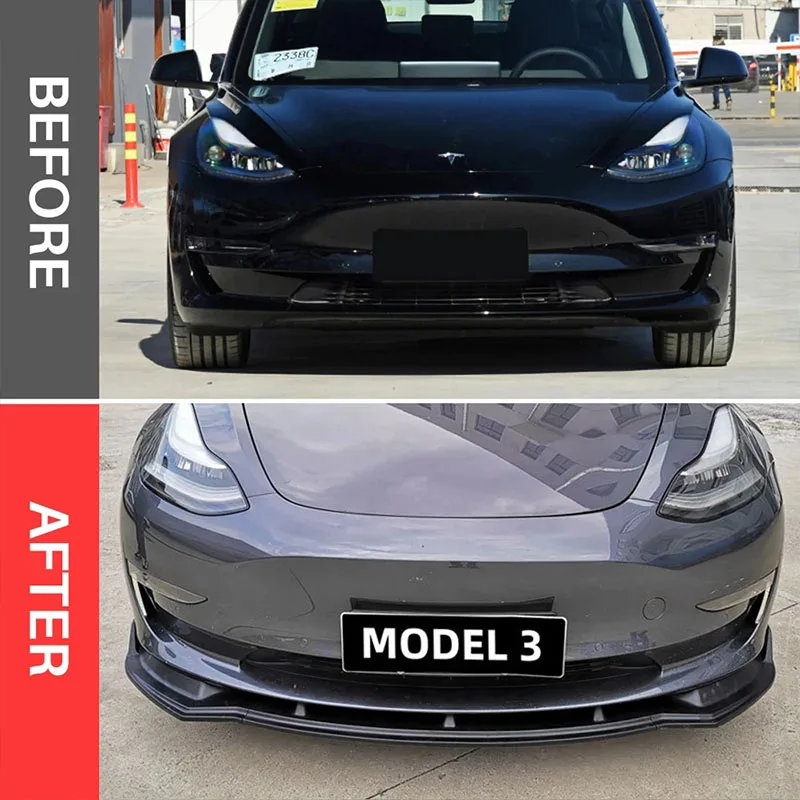 Applicable to 2019-2021 Tesla Model 3 carbon fiber front shovel front lip surround decoration modified accessories collision and