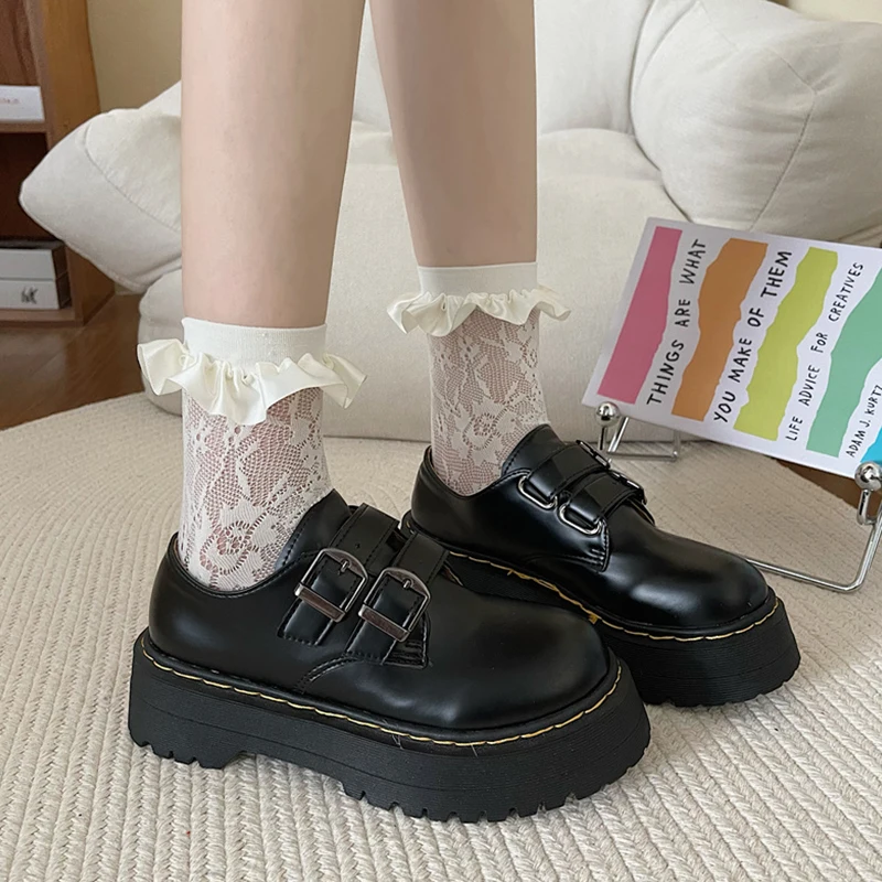 Shoes Woman 2024 Clogs Platform Black Flats Oxfords Round Toe Autumn Female Footwear Casual Sneaker Loafers With Fur British St