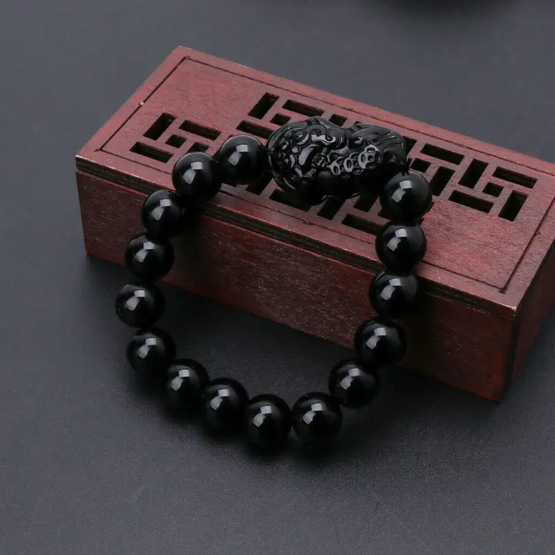 1pc Feng Shui  Pi Xiu Bracelet Attract Wealth and Good Luck Obsidian Stone Wealth Bracelet