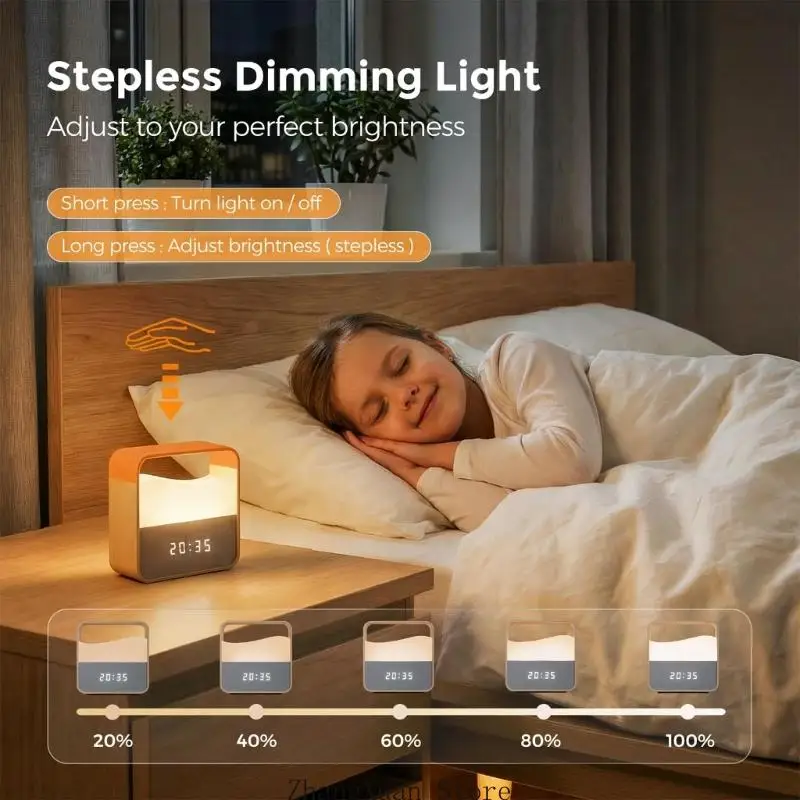 Rechargeable Bedroom Alarm Clock with 24-Hour Time Option Set 3XUF