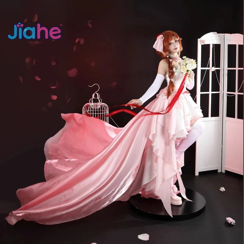 

Sword Art Online Yuuki Asuna SAO Rose Wedding Dress New Women Gorgeous Uniform Cosplay Costume Halloween Party Role Play XS-XXL