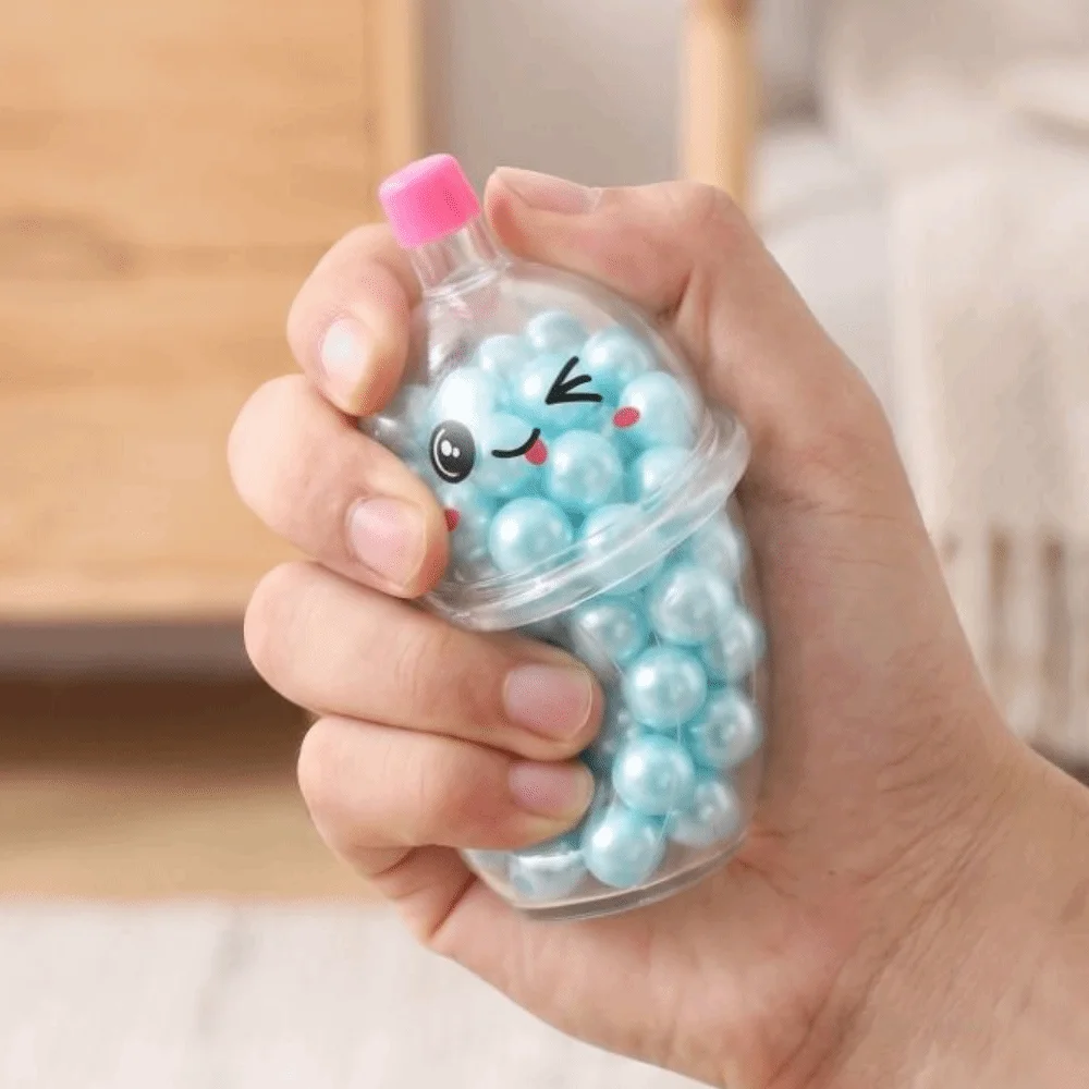 Creative Pearl Milk Tea Cup Squeeze Soft Slow-Rebound Pearls Ball Pinching Fun Handmade Fun Squeezing Milk Tea Cup Squishy