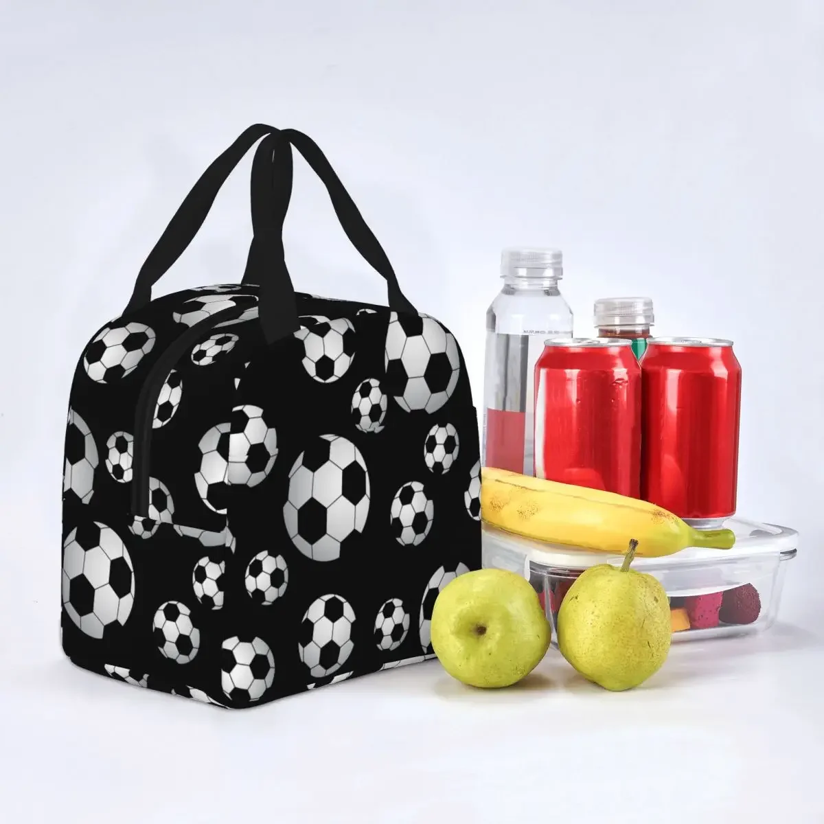 Soccer Pattern Insulated Lunch Bags High Capacity Football Balls Sports Reusable Thermal Bag Tote Lunch Box Outdoor Food Handbag