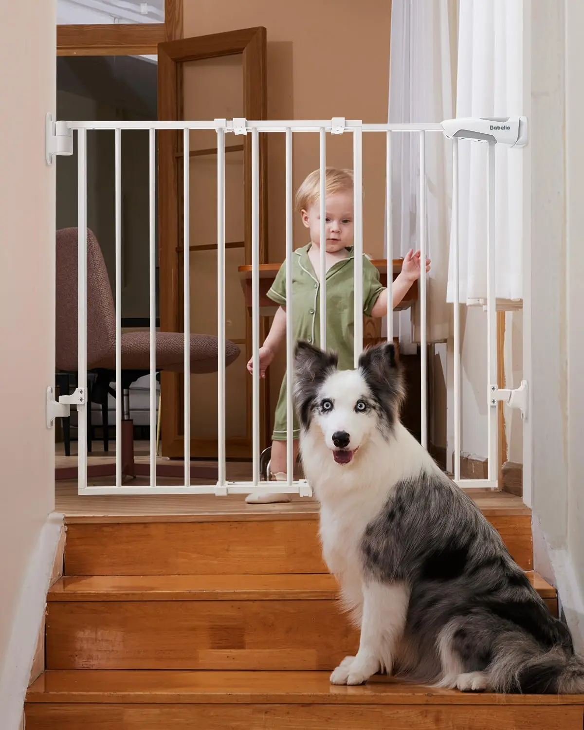 

26-43" No Bottom Bar Baby Gate for Babies, Elders and Pets, 2-in-1 Hardware Mount Dog Gate for The House, Stairs and Doorways