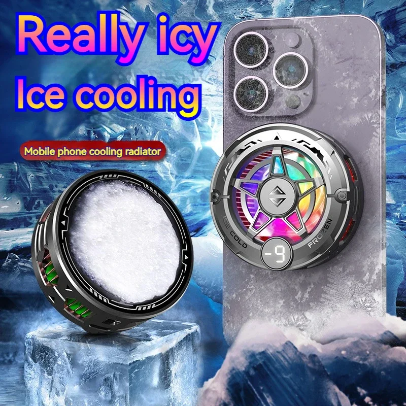 K20 Magnetic Phone Cooler Portable Gaming Cooler with RGB Lights & Digital Display Powerful Semiconductor Fan