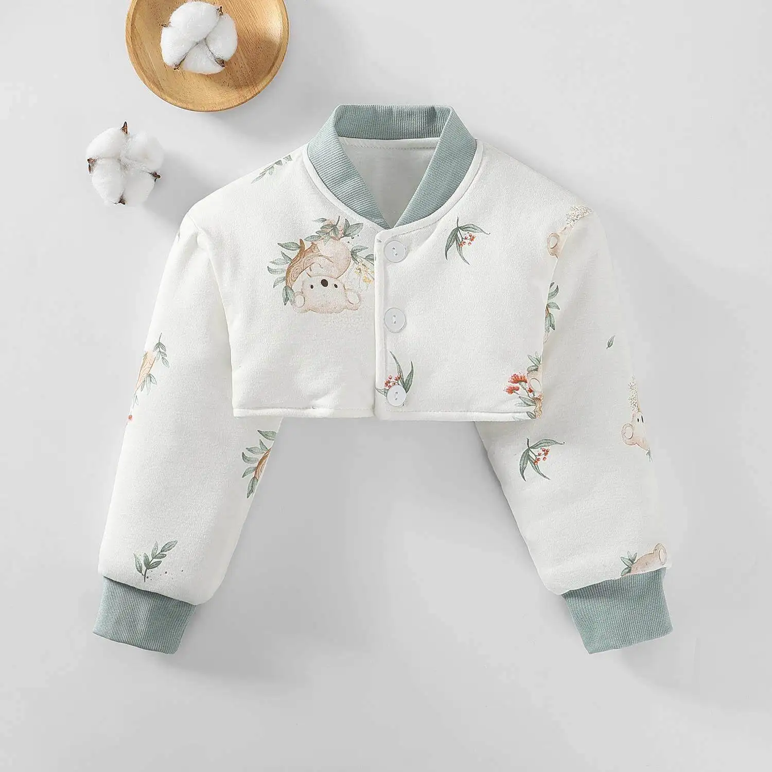 thickened-pure-cotton-shoulder-protector-children's-sleepwear-long-sleeve-collar-stand-up-anti-cold-freeze-protection