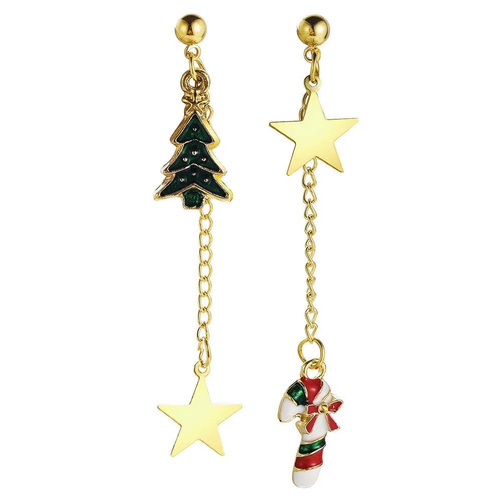 Christmas Tree Chain Drop Earrings Long Tassel Chain Star Earring Women Fashion Jewelry Girlfriends Gift