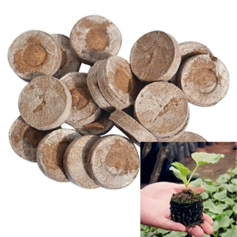 100Pcs Professional Peat Pellets Plant Starting Soil Block Jiffy Seedling Plugs Environmental Garden Nursery