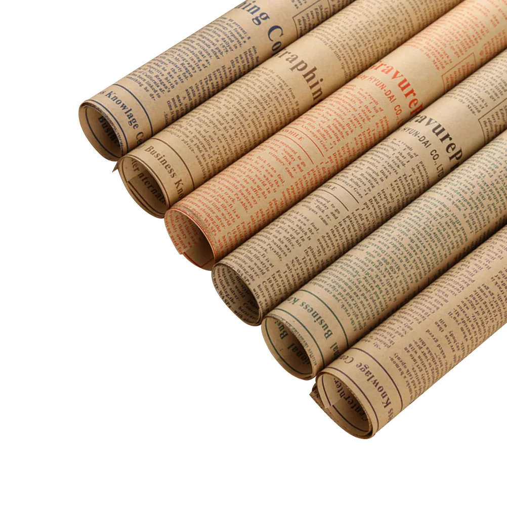 

1pcs Vintage Newspaper Wrapping Paper Gift Wraps Retro Kraft Flower Packaging Sheets Eco-Friendly Craft Decor Scrapbooking