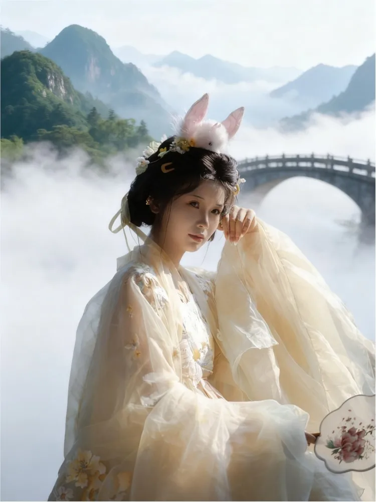 Hanfu women's one-piece chest-length blouse and skirt large-sleeved dress ancient Chinese style chezi skirt