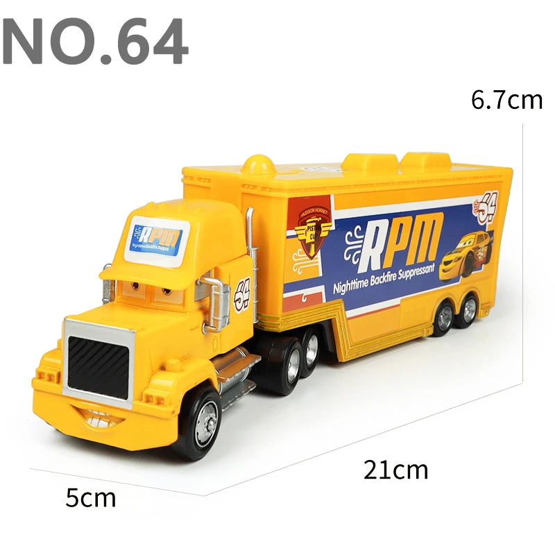 Pixar Cars Greg Candyman's Hauler Modellauto Anime-Figur Mack Container Trucks Semi-Hauler Dinoco Racing Spielzeug Kindergeschenke – Detail 38