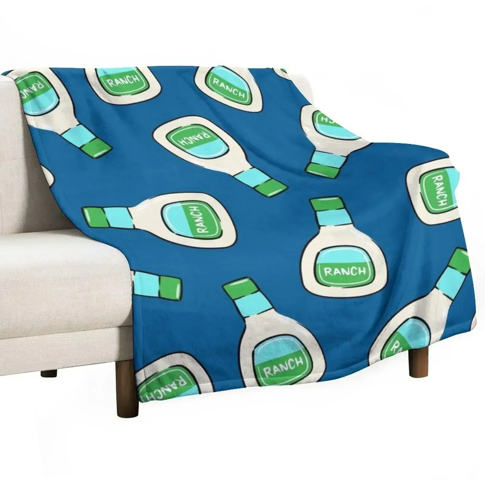 Ranch - salad dressing bottle (blue) Throw Blanket Bed linens Nap Kid'S Thermals For Travel Soft Plaid Winter beds Blankets