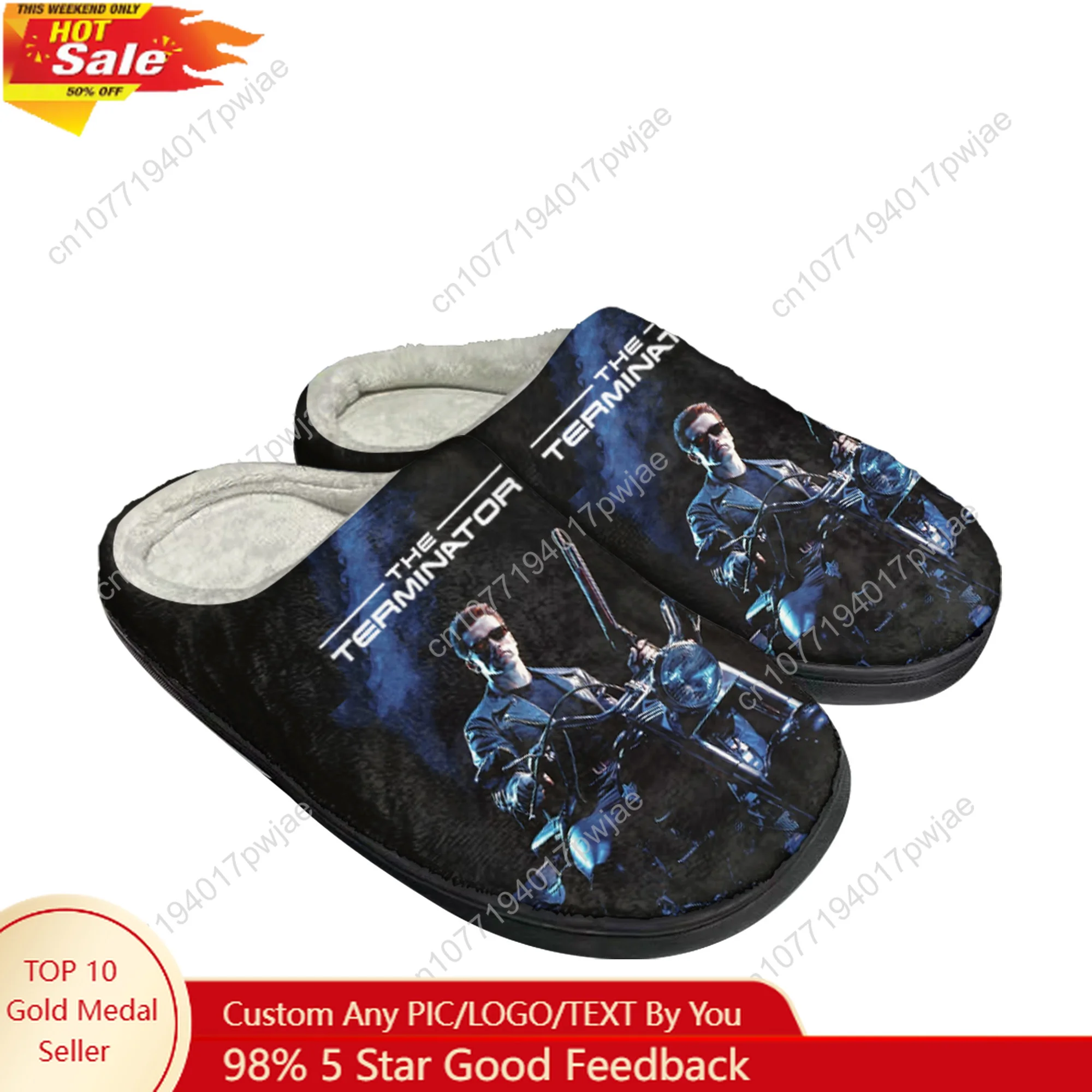 

Movie Terminator A-Arnold S-Schwarzenegger Plush cotton slippers Mens Womens winter Home Keep warm indoor Slippers